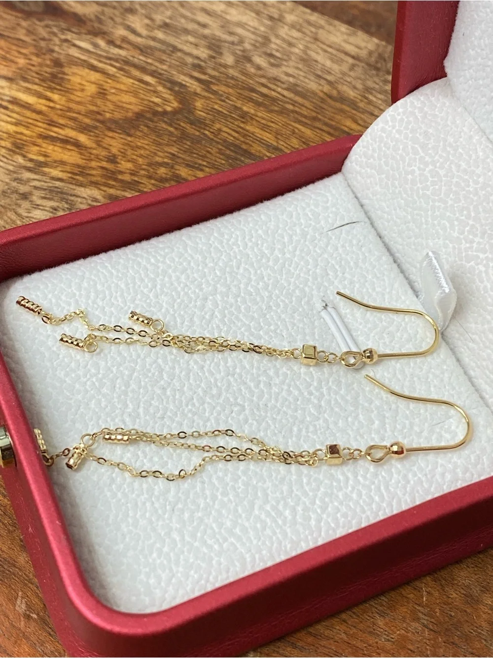 18K Yellow Gold Bar Danlging Earrings